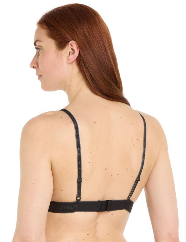 Tommy Hilfiger Lace Trim Velour Triangle Bralette Black