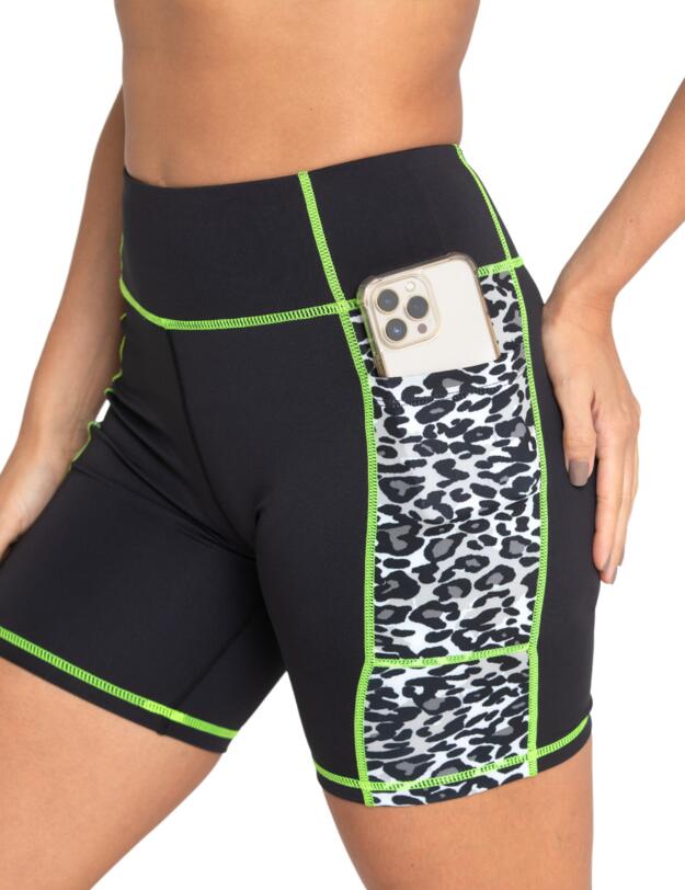 Pour Moi Energy Side Pocket Cycling Short Leopard/Lime