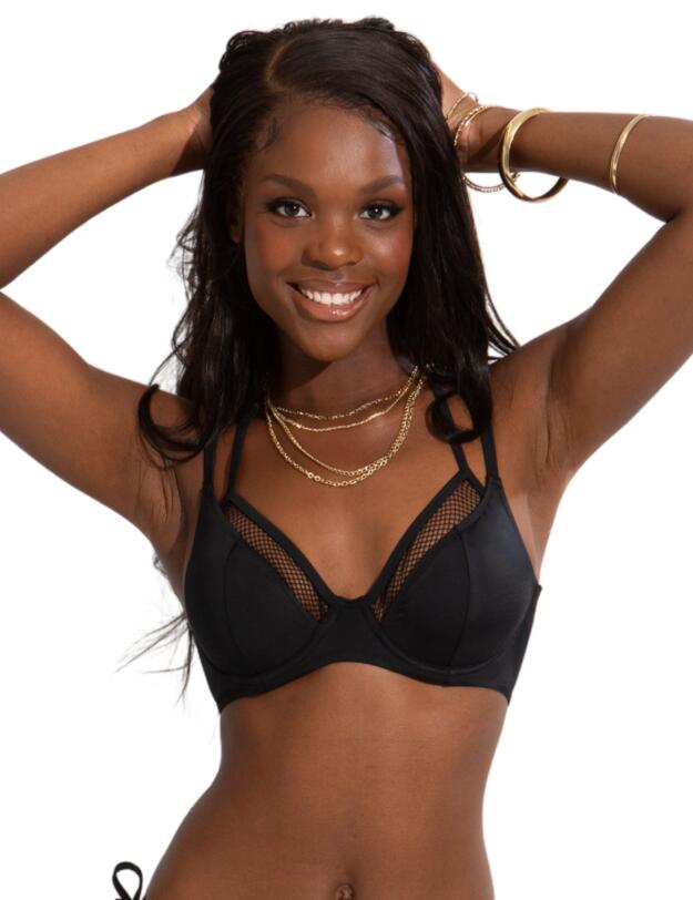 Pour Moi Glamazon Underwired Double Strap Top Black 