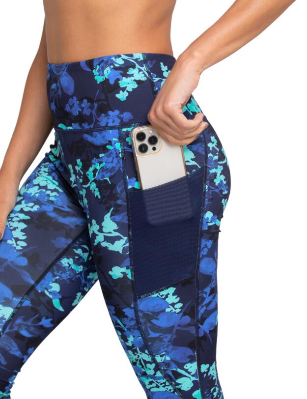 Pour Moi Energy Printed Mesh Panel Legging Navy Floral 