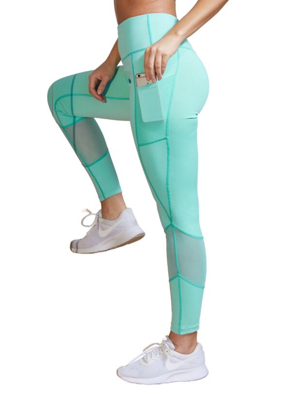 Pour Moi Energy Full Length Mesh Panel Sports Legging Aqua