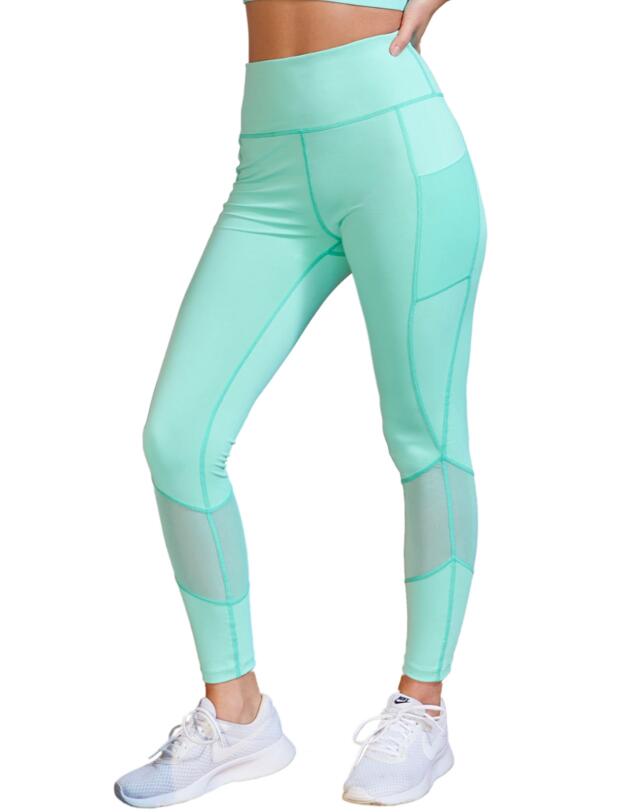 Pour Moi Energy Full Length Mesh Panel Sports Legging Aqua