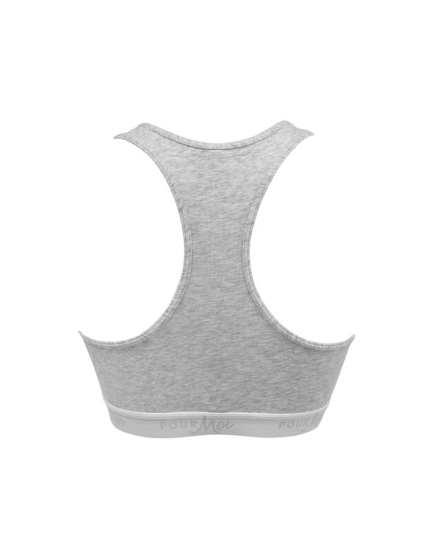 Pour Moi Love to Lounge Logo Cotton Non-Wired Crop Top Grey Marl 
