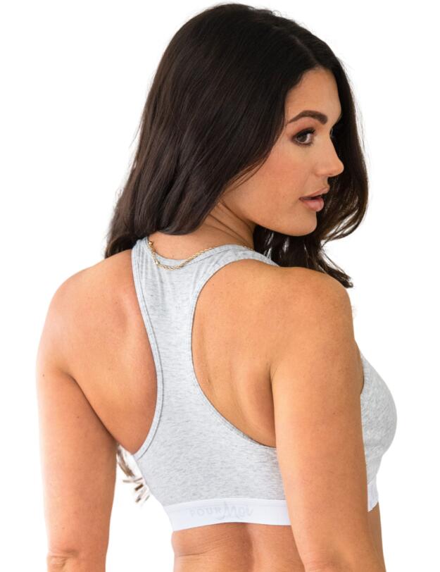 Pour Moi Love to Lounge Logo Cotton Non-Wired Crop Top Grey Marl 
