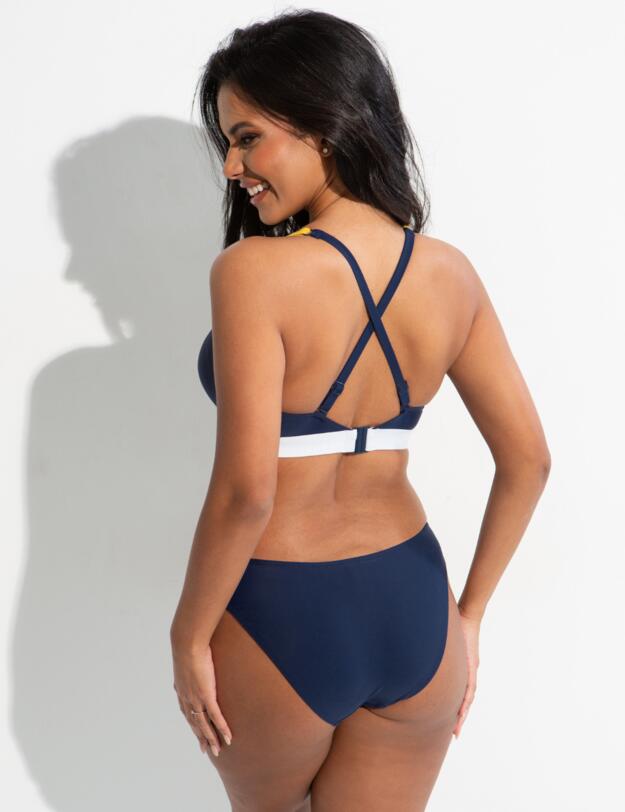 Pour Moi Palm Springs Colour Block Non-Wired Top Yellow/Navy/White