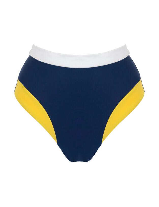 Pour Moi Palm Springs High Leg Tummy Control Brief Yellow/Navy/White