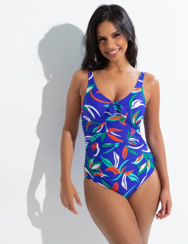 Pour Moi Freedom Scoop Neck Tummy Control Swimsuit Blue/Aqua