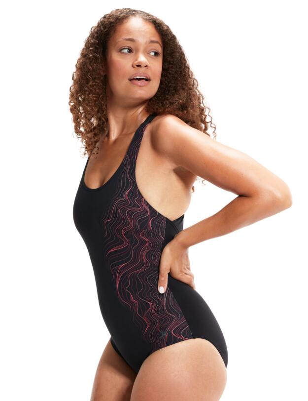 Speedo Calypso Printed Swimsuit Black/Pink