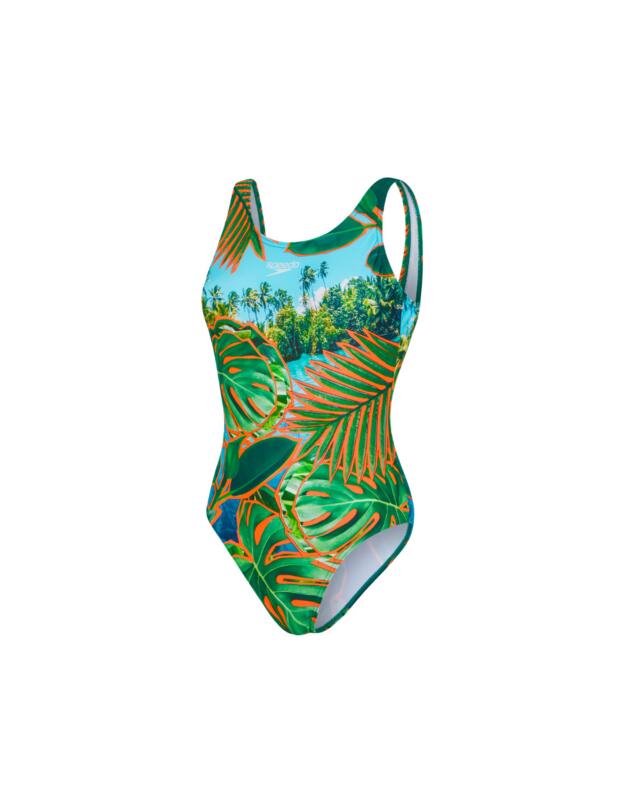  Speedo U-Back Swimsuit Green/Blue
