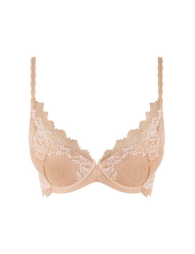 Wacoal Lace Perfection Plunge Push Up Bra Cafe Creme