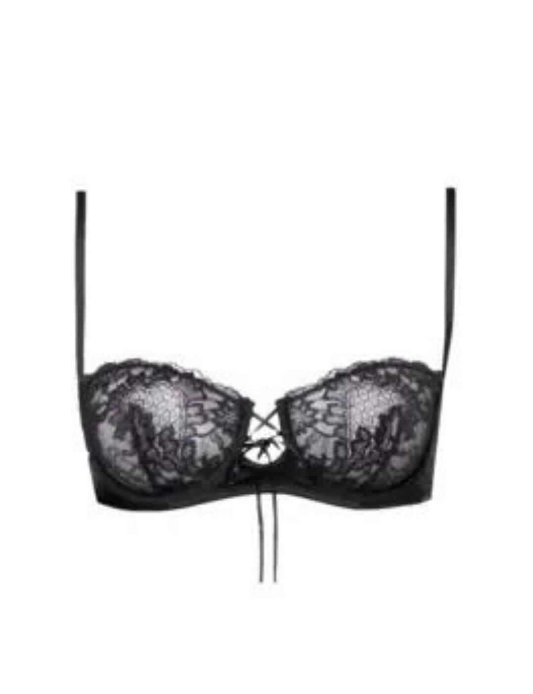Victoria's Secret Luxe Lingerie Llightly Lined Lace Bustier Thong Set Black  36D