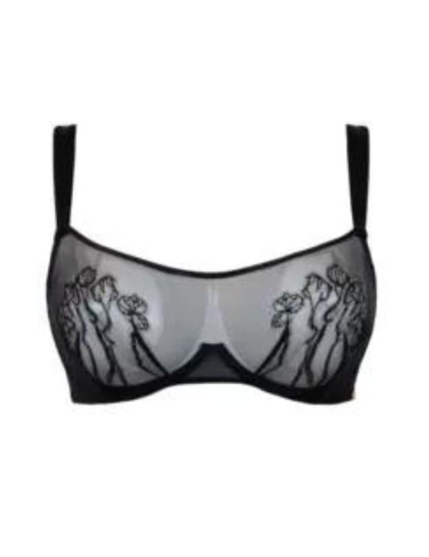 Scantilly by Curvy Kate Sheer Flora Bandeau Bra Black 