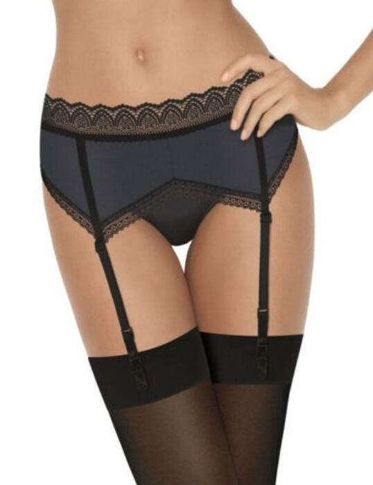 W01OV Wonderbra Glamour Suspender Belt Grey/Black - W010V Suspender Belt