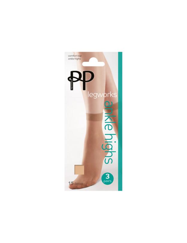 Pretty Polly Legworks 15D Comfort Top Ankle Highs 3PP Nude