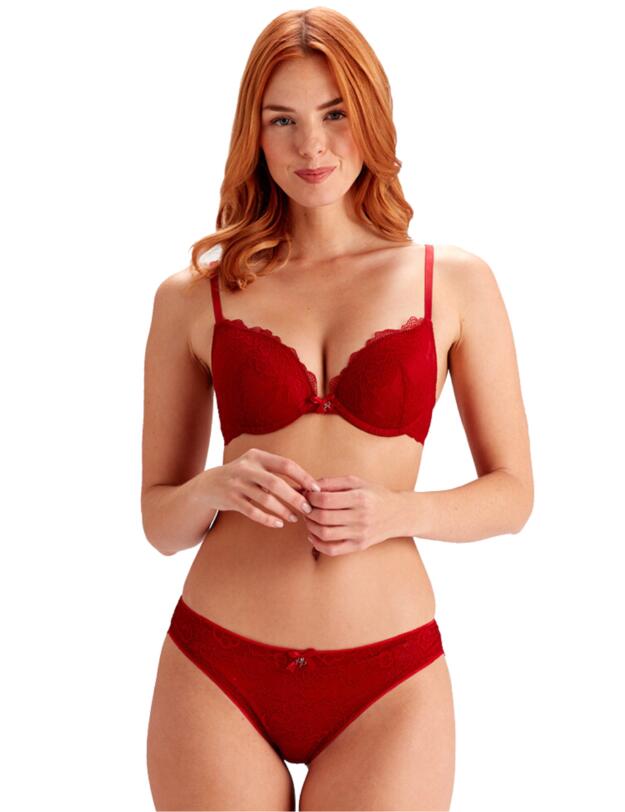 Pretty Polly Lola Push Up Plunge Bra Dark Red