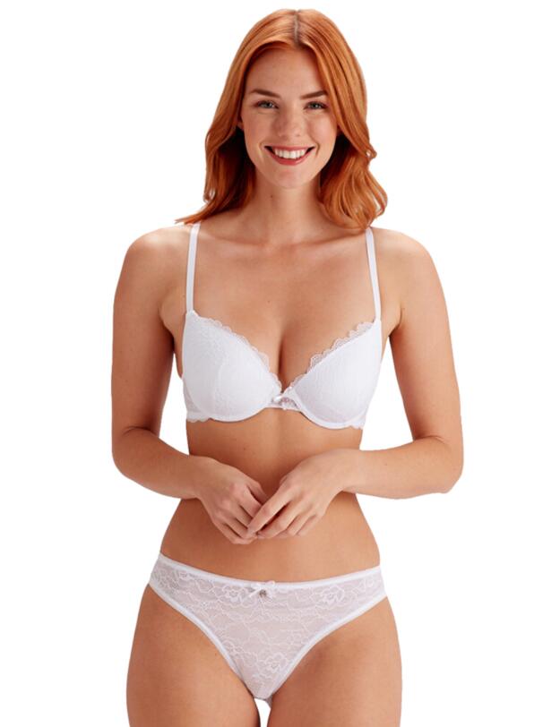 Pretty Polly Lola Push Up Plunge Bra White