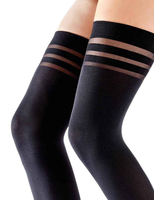 Pretty Polly Continuity Fashion 80D Banded Top Hold Ups Black 