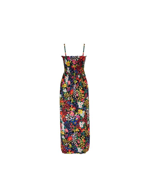  Pour Moi Shirred Bodice Maxi Dress Black Ditsy