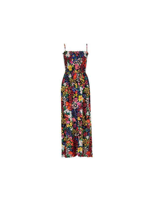  Pour Moi Shirred Bodice Maxi Dress Black Ditsy