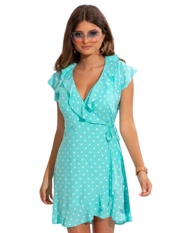 Pour Moi Wrap Dress Mint Spot