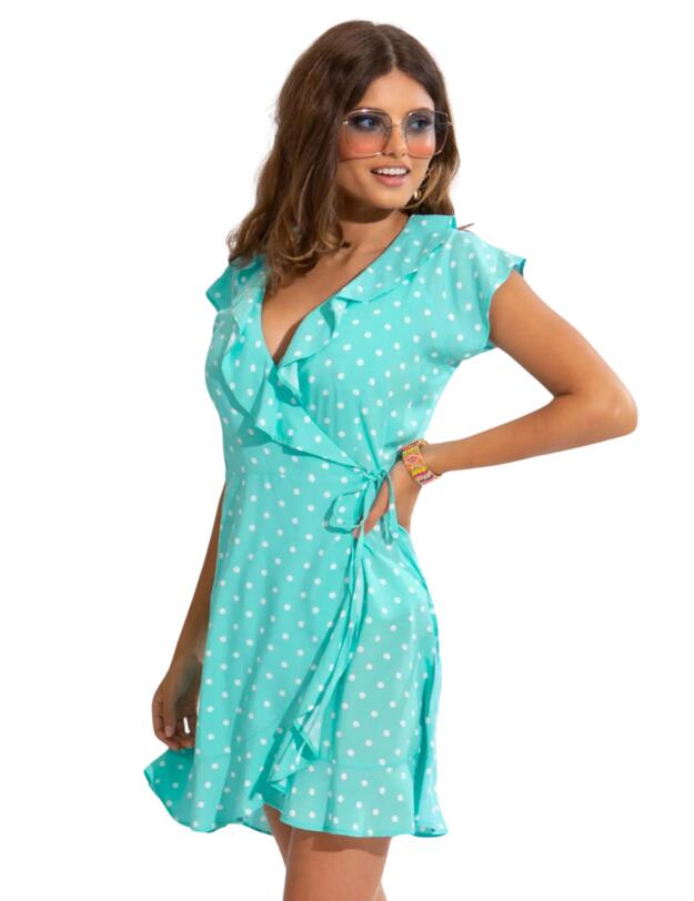 Pour Moi Wrap Dress Mint Spot