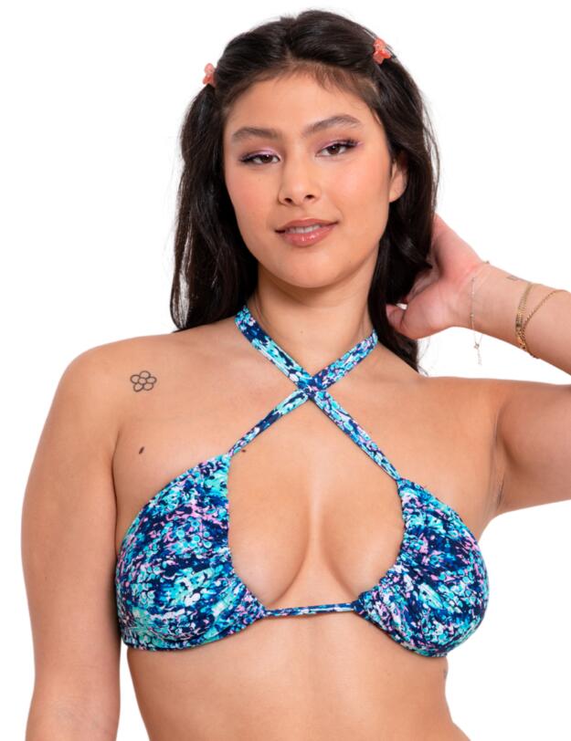 Curvy Kate Mykonos Triangle Bikini Top Blue Print