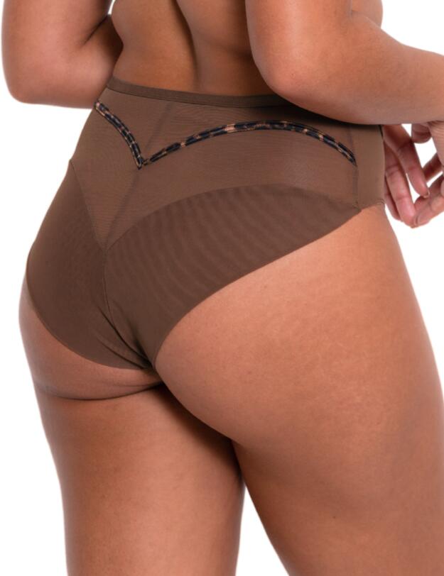 Scantilly by Curvy Kate Senses High Waisted Brief Leopard Brown