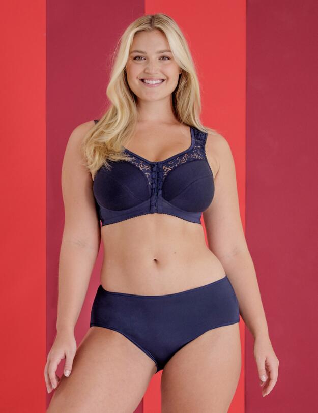 Miss Mary of Sweden Cotton Lace Front Closure Bra Dark Blue