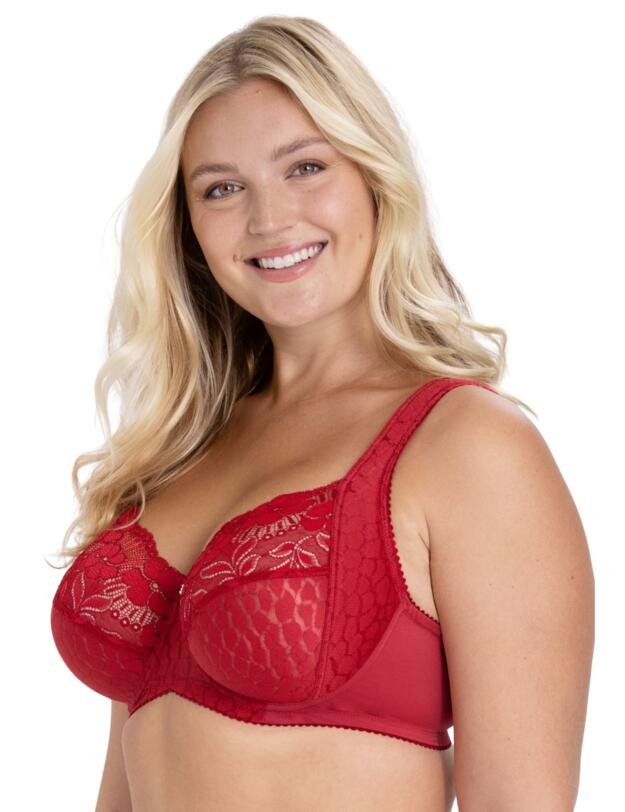 Miss Mary of Sweden Jacquard & Lace Bra English Red