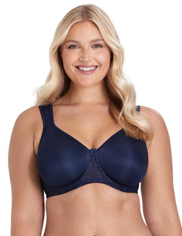 Miss Mary of Sweden Smooth Lacy Underwired T-Shirt Bra Dark Blue
