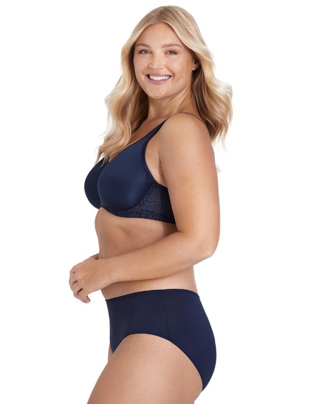 Miss Mary of Sweden Smooth Lacy Underwired T-Shirt Bra Dark Blue