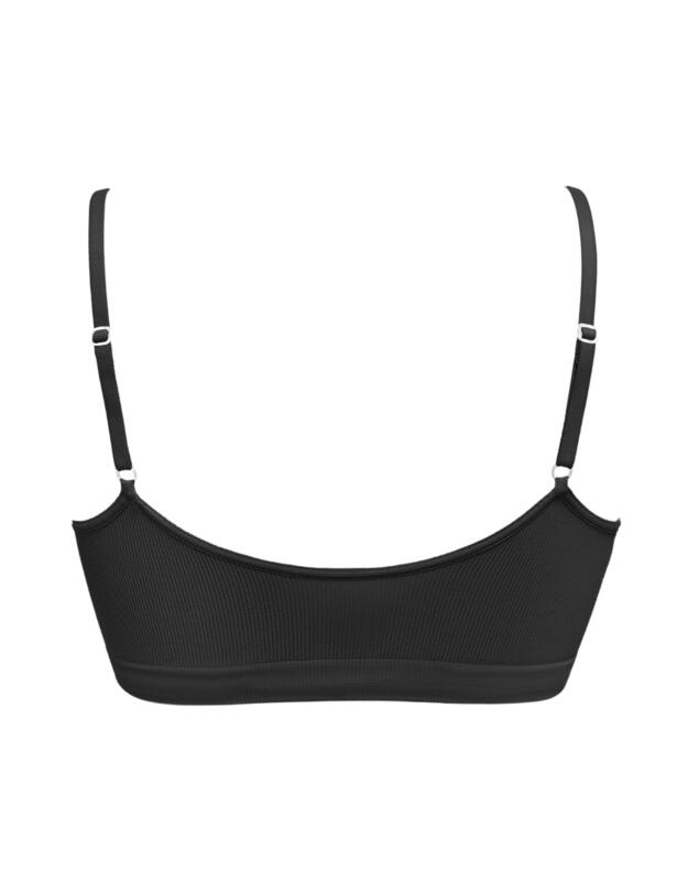 Pretty Polly Eco-Wear Seamfree Rib Button Bra Black