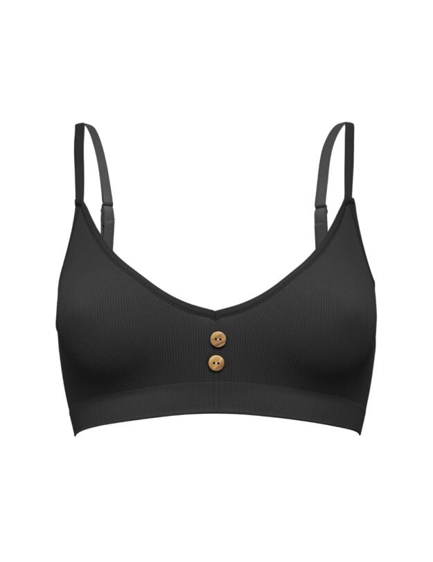 Pretty Polly Eco-Wear Seamfree Rib Button Bra Black