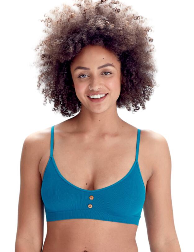 Pretty Polly Eco-Wear Seamfree Rib Button Bra Teal