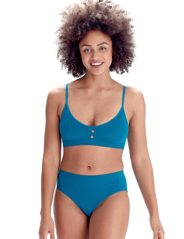 Pretty Polly Eco-Wear Seamfree Rib Button Bra Teal
