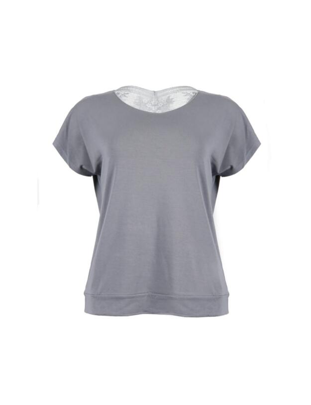 Pretty Polly Botanical Lace Loungewear Short Sleeved Top Nightshade