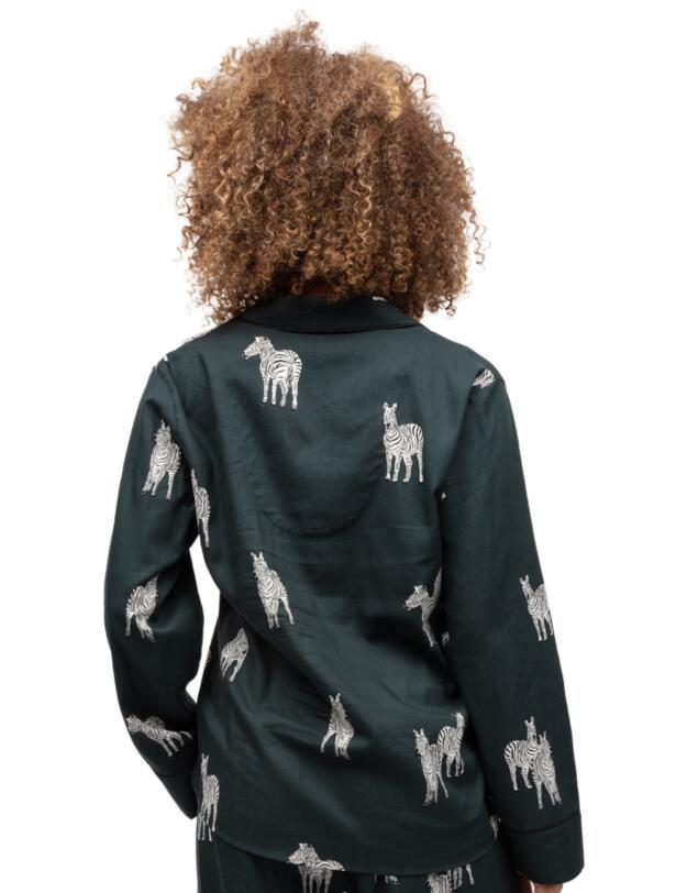 Cyberjammies Blake Pyjama Top Dark Green Zebra Print