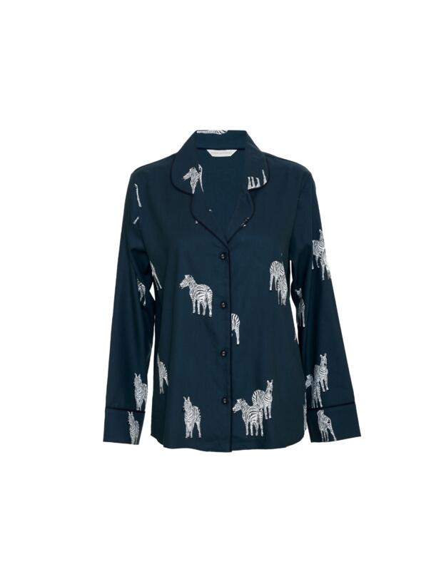 Cyberjammies Blake Pyjama Top Dark Green Zebra Print