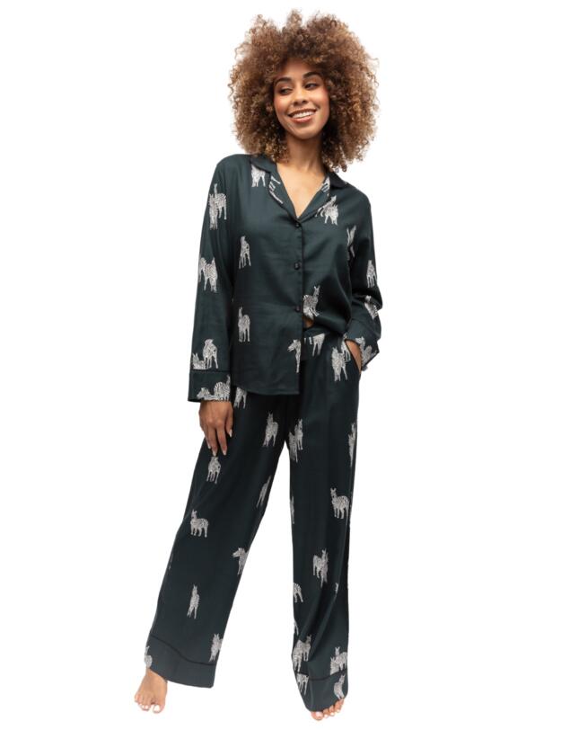 Cyberjammies Blake Pyjama Top Dark Green Zebra Print