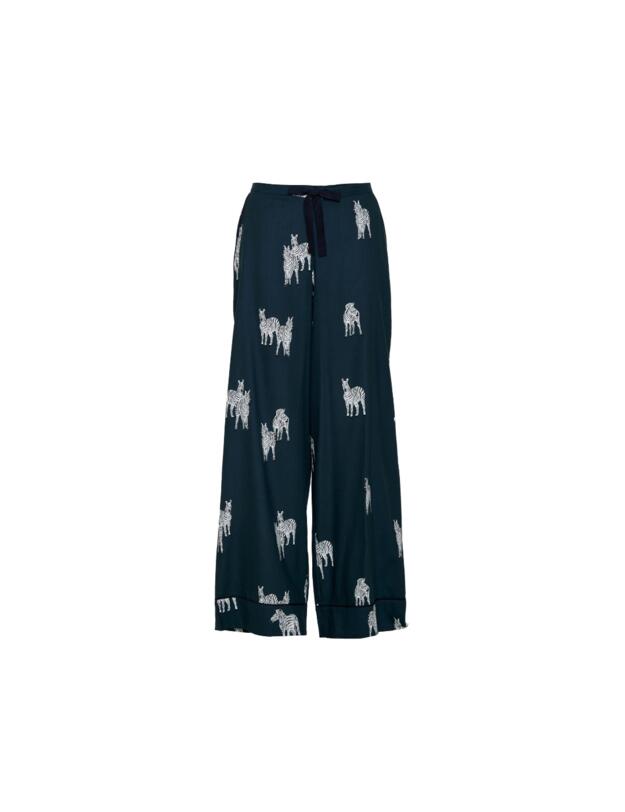 Cyberjammies Blake Wide Leg Pyjama Bottoms Dark Green Zebra Print