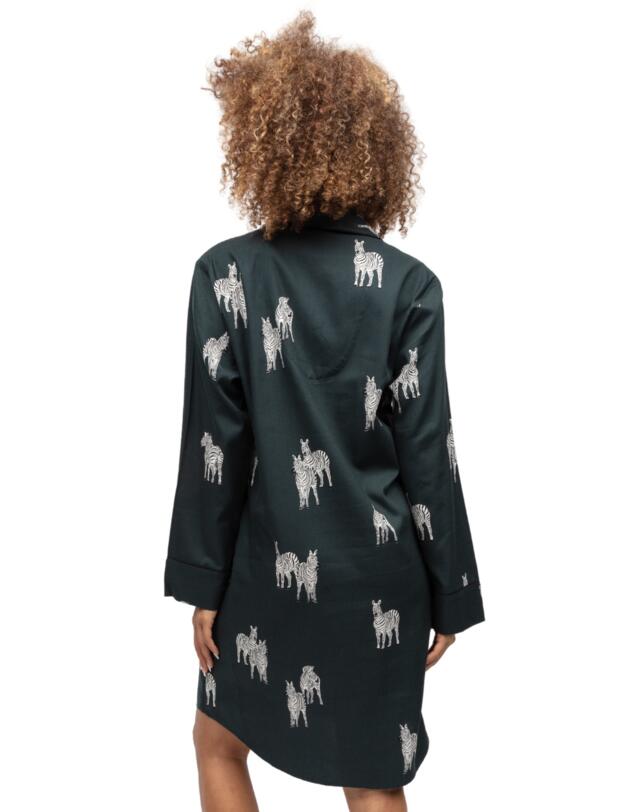 Cyberjammies Blake Nightshirt Dark Green Zebra Print