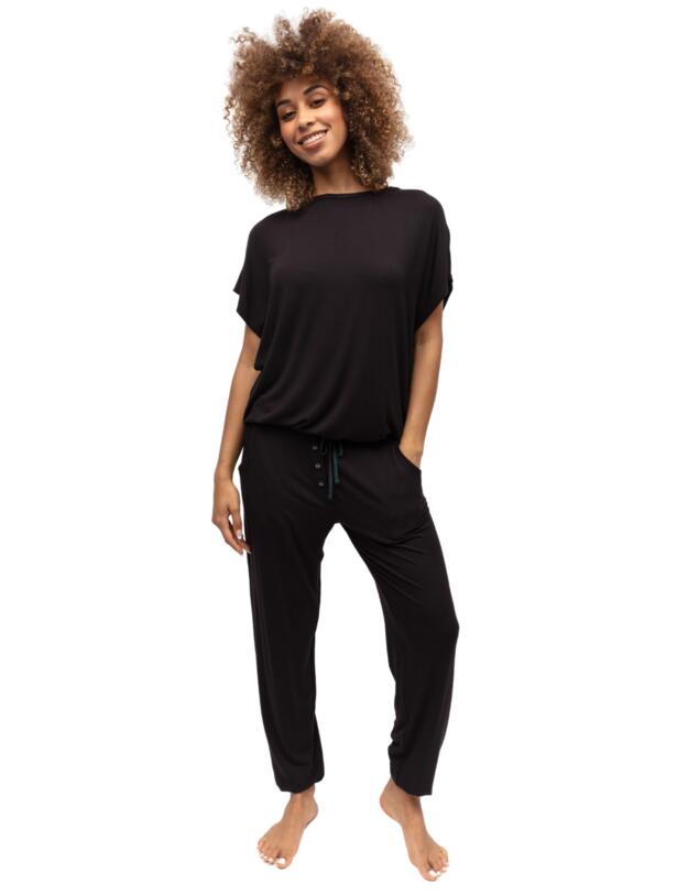 Cyberjammies Blake Jersey Short Sleeve Slouch Pyjama Top Black