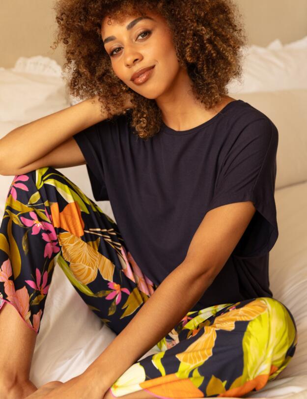 Cyberjammies Avery Pyjama Bottoms Navy Floral Print