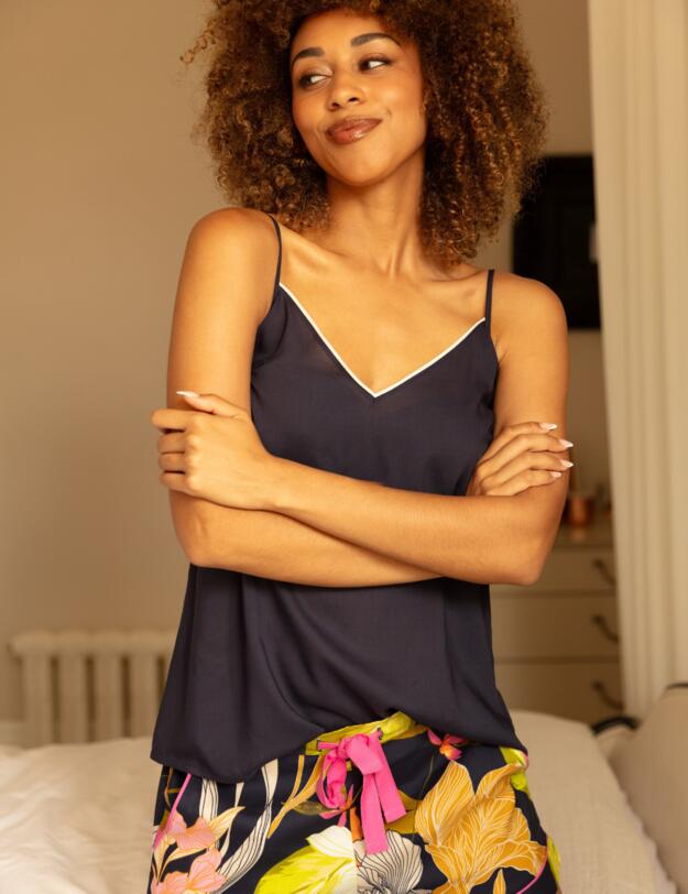 Cyberjammies Avery Pyjama Shorts Navy Floral Print