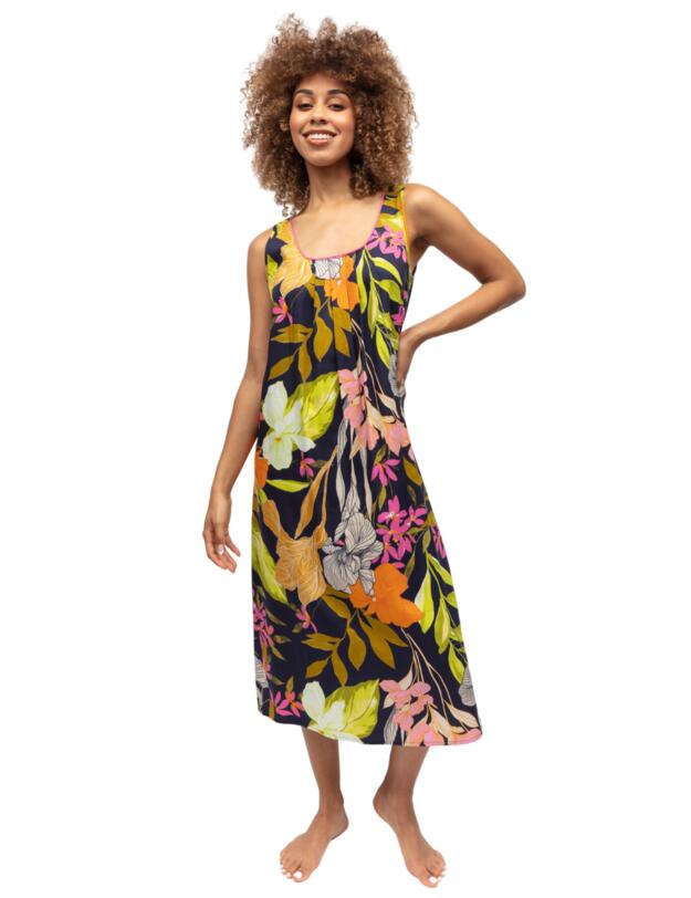 Cyberjammies Avery Long Nightdress Navy Floral Print