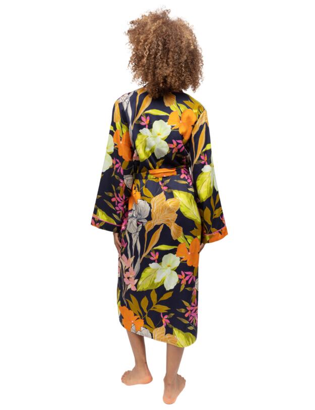 Cyberjammies Avery Long Dressing Gown Navy Floral Print