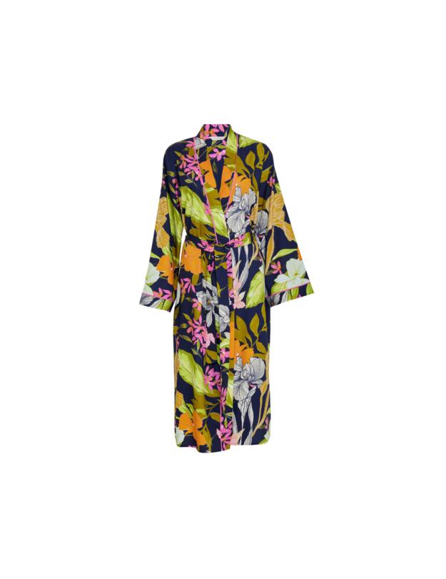 Cyberjammies Avery Long Dressing Gown Navy Floral Print