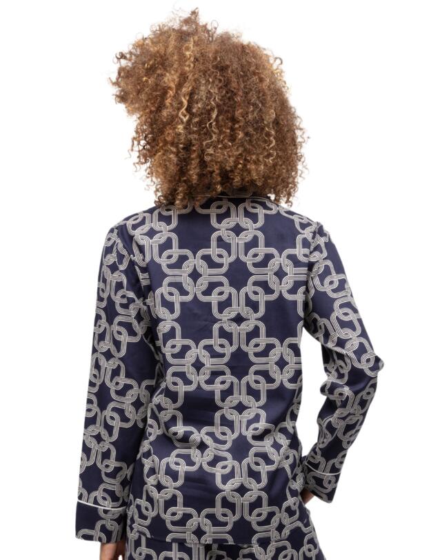 Cyberjammies Avery Pyjama Top Navy Chain Print