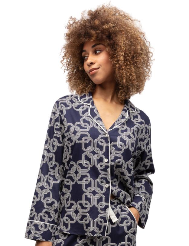 Cyberjammies Avery Pyjama Top Navy Chain Print