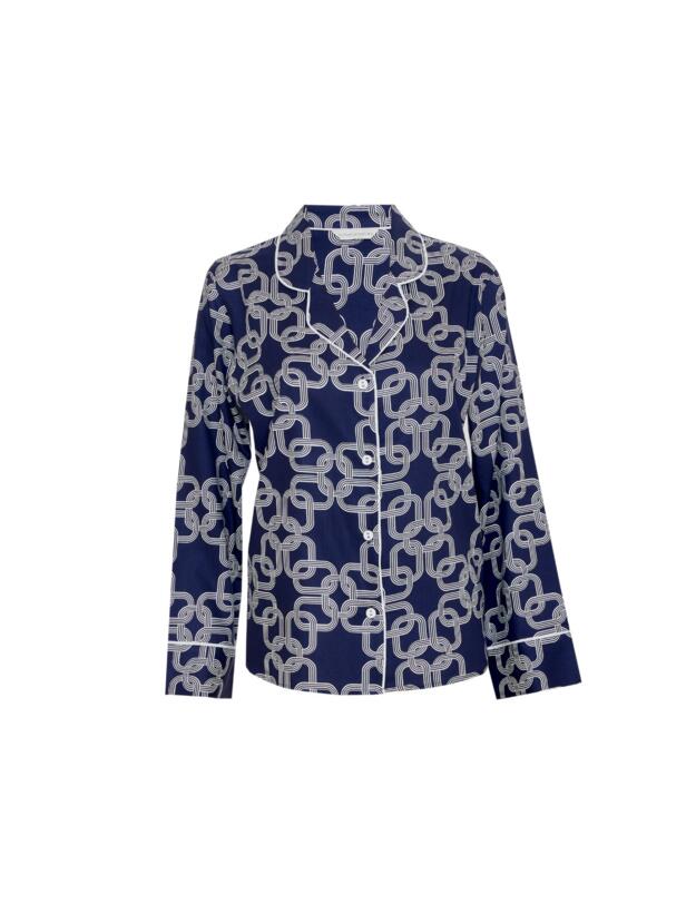 Cyberjammies Avery Pyjama Top Navy Chain Print